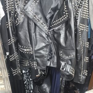 Studded Black Vegan Leather Biker Jacket